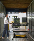 Heavy Duty Plastic Utility Cart With Locking Wheels And 550 Pound Capacity, Big Boss Restaurant Service Cart in use