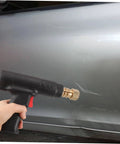 Handheld Auto Body Welder For Plastic Welding And Car Bumper Repair Portable Durable Welding Tool Kit held against car panel