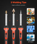 Dual Power Plastic Welder Kit With 60W And 100W Soldering Iron, three welding tips displayed, suitable for toys and electronics.