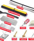 Contents of 150W Plastic Welder Kit With 3 Speed Temperature Control including rods, tips, brush, foil tape, and stand.