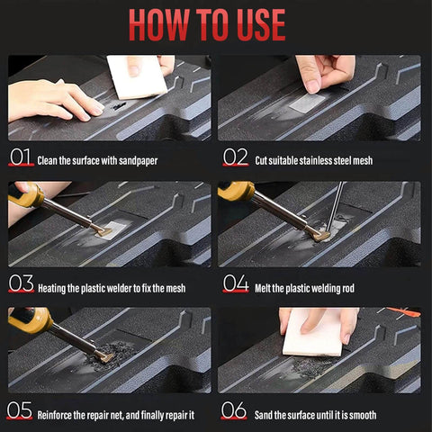 Step-by-step guide for using the 150W Plastic Welder Kit With 3 Speed Temperature Control for precise repairs.