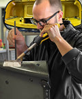 Person using 2 In 1 Plastic Welder Kit For Car Bumpers And Plastic Repairs, Fast Heat Tool With 4 Types Of Plastic Welding Staples and Welding Rods in Yellow Allturn