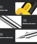 All In One 220W Plastic Welder Kit With 150W Iron showing indicator light, stainless steel sleeve, lead-free soldering tip