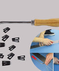 Heavy Duty 1600W Hot Air Plastic Welding Kit For PVC And Vinyl Repairs With Pro Grade Handheld Welder And Multiple Nozzles Includes Plastic Rod Welding Tool And Floor Groover For DIY And Repair Jobs components shown, including handheld welder and nozzles.