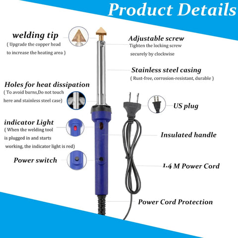 Powerful Pro Grade 100W Plastic Welding Kit For Car Bumpers And Plastic Repairs, detailed image with parts like welding tip and indicator light