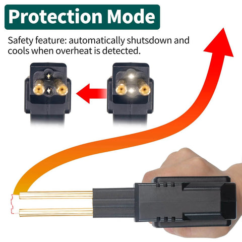 Close-up of Portable Plastic Welding Kit With LED Light, showing hot stapler heating element in protection mode against overheating.