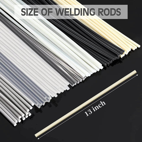13-inch welding rods from the 1322 Piece Plastic Welding Kit with 106 Welding Rods for 7 Plastic Types, showing assorted color rods.