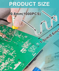 DIY Friendly 1000 Pack 0.8mm Wave Staples for Plastic Welding Repair Kit shown with a circuit board and tools for repairs.