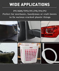 Visual display of wide applications for 1322 Piece Plastic Welding Kit With 106 Welding Rods For 7 Plastic Types Polypropylene Polyurethane ABS
