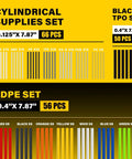 Diagram showing components and quantities of the 182 Piece Plastic Welding Rods Kit For Bumpers Kayaks Furniture And Toys Pro Grade All In One DIY Welder Set.