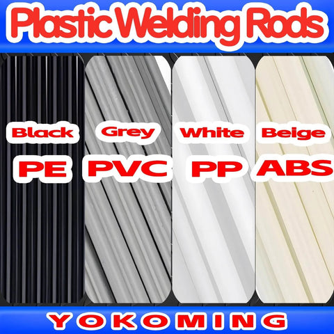 All-In-One Plastic Weld Kit With 40 Welding Rods In Four Materials PP PE ABS PVC visible in black, grey, white, beige colors