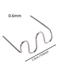0.6mm plastic welding staple from the Plastic Welding Staples Kit With 1000 Pcs Wave Shape Staples, shown with dimensions.