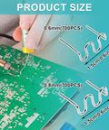 Two Types Wave Hot Staples Kit For Plastic Welding 1400Pcs 0.6mm And 0.8mm Staples shown with dimensions and welding example.