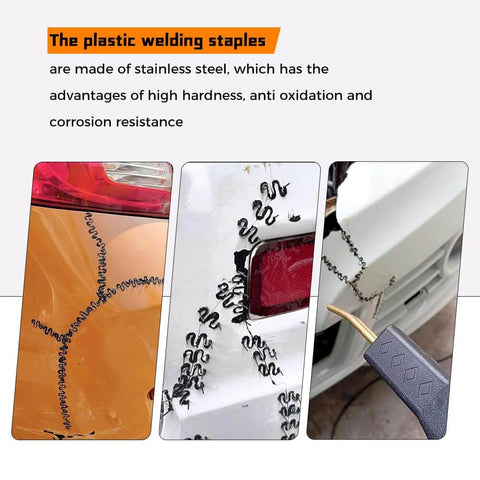 Plastic Welding Staples Kit With 1000 Pcs Wave Shape Staples In 0.8mm And 0.6mm Sizes for car bumpers, dashboards repair
