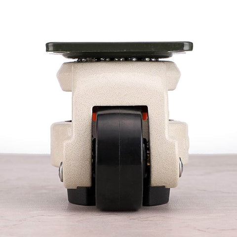 Front view of Plate Mounted Retractable Workbench Casters FM 60F with rubber pad leveling wheels for heavy-duty use