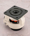 Plate Mounted Retractable Workbench Casters FM 60F with Rubber Pad Leveling Wheels, heavy duty, close-up view