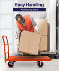 Worker using ✝️ Platform Cart Industrial Dolly Cart 3300LB Heavy Duty 60” x 30” Platform Hand Truck Push Cart to move boxes