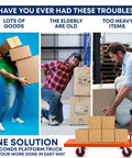 People using Platform Cart Industrial Dolly Cart 3300LB Heavy Duty 60” x 30” Platform Hand Truck Push Cart with orange 8'' wheels