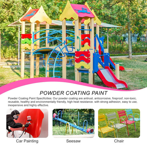 Powder Coating Paint For Metal Surfaces Black 4 Ounces Premium Quality Powder Coat on colorful playground equipment outdoors