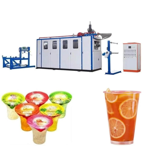Automatic Disposable Cup Making Machine With PLC Controlled Thermoforming System For Various Plastic Sheets Producing Cups And Containers