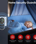 4 in 1 Plug In Gas and CO Detector with Temperature and Humidity Sensors installed near a baby crib, showing digital readings.