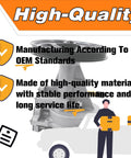 High-quality plug-and-play vacuum pump replacement infographic with product image and manufacturing details.