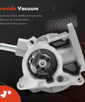 Premium Plug N Play Vacuum Pump Replacement For Volkswagen And Audi Vehicles, shown with internal mechanism and pedal benefits listed.