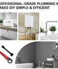 Image showcasing a 5 Piece Plumbing Tools Kit with Angle Stop Wrench and Adjustable Plumbers Wrench for Home Plumbing
