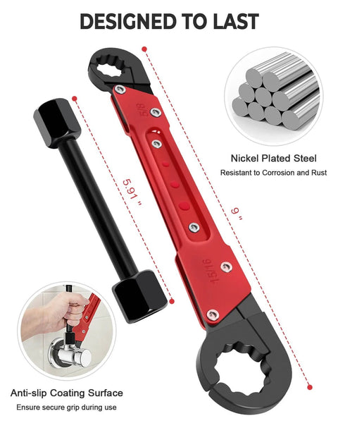 5 Piece Plumbing Tools Kit With Angle Stop Wrench And Adjustable Plumbers Wrench For Installing New Compression Angle Stops And Removing Compression Rings Includes Storage Bag Built For Easy DIY Home Plumbing