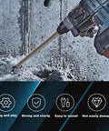 Pneumatic Air Chisel Set With Air Hammer Spring And Comprehensive Bit Collection including 7/32 Inch Point Tip in use on concrete