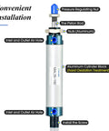 PNEUMATIC 25mm Bore 150mm Stroke Air Cylinder Double Action with Y Connector and 2Pcs 6mm Fitting MAL25x150, diagram view