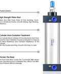 PNEUMATIC Air Cylinder SC 63-250 PT 3/8; Bore: 2 1/2 inch, Stroke: 10 inch, Screwed Piston Rod Dual Action, front view with features.