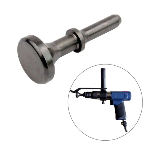 Close-up of alloy steel bit and air hammer from 3Pcs Smoothing Pneumatic Air Hammer Pneumatic Chisel bit Set, displayed with tool.