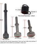 3Pcs Smoothing Pneumatic Air Hammer Pneumatic Chisel bit Set showing 3 bits in varying sizes and a spring, made of alloy steel.