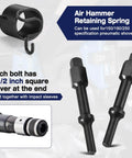 Shake N Break Pneumatic Bolt Breaker Set With Air Hammer Spring showing components and 1/2 inch adapters for sockets