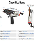 Compact Pneumatic Hog Ring Gun With 15 Gauge 3/4 Inch Crown Pliers, 5.5 To 6.0 Mm Closure specifications view
