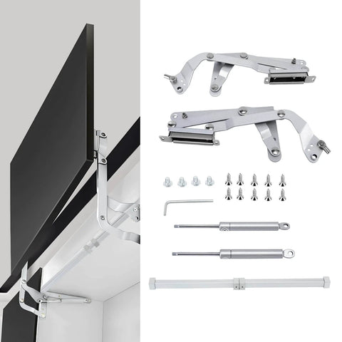 Cabinet Door Hinges, Folding Lift Up Top Vertical Swing Furniture Hinges kit with Allen Key and pneumatic arms
