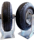 2-Pack 8 Inch Heavy Duty Pneumatic Casters With Zinc Coated Top Rigid Plate And Black Rubber Wheels Air Filled Steel Hub With Ball Bearings 700 Lb Capacity For Industrial Carts And Equipment