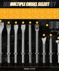 10 Piece Pneumatic Air Hammer Chisel Set For Demolition And Metal Shaping, Heavy Duty High Carbon Steel With 0.401 Inch Shank