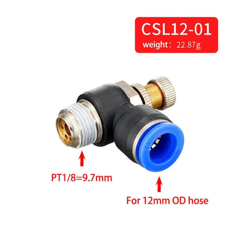 Pneumatic quick connect connector air speed regulating valve Accelerator valve,SL12-01 with brass fittings for 12mm OD hose.