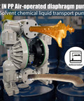 EMAGENE Air Operated Double Diaphragm Pump2 inch Inlet/Outlet Pneumatic Waste Oil Transfer Pump shown with chemical flow