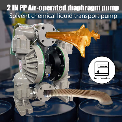 EMAGENE Air Operated Double Diaphragm Pump2 inch Inlet/Outlet Pneumatic Waste Oil Transfer Pump shown with chemical flow