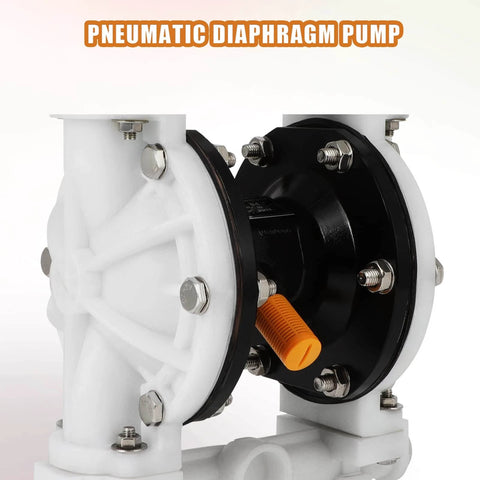 GCCSJ Air Operated Heavy Duty Double Diaphragm Transfer Pump 1/2" Inlet and Outlet, 13GPM, 100 PSI Max, side view