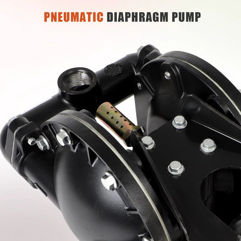 Close-up of a GCCSJ Air Operated Double Diaphragm Pump 1 inch Inlet/Outlet Pneumatic Chemical QBY4-25L 31 GPM Dual Diaphram