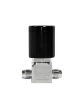 One Quarter To One Half Inch Pneumatic Diaphragm Valve 150 PSI ABS Plastic Body Nitrile Seal front view for fluid and air lines.