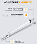 Storm Door Closer with Pneumatic Screen Door Closer and Adjustable Closing Speed, white aluminum cylinder with hold-open feature