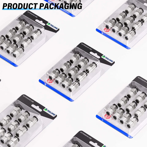 PNEUMATIC Male Straight 1/4 Inch Tube OD x 1/4 Inch NPT Thread Push to Connect Fitting PC-1/4-N2 (Pack of 10) packaging