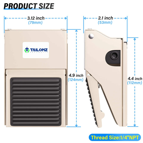 PNEUMATIC 1/4"NPT Pneumatic Foot Pedal Valve Kit 3 Way 2 Position Threaded Rubber Nonslip Pressure Control FV320, front and side view