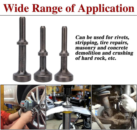 5-Piece Smoothing Air Hammer Bits Set With Extended Length Pneumatic Hammer Bit, Spring-Loaded Attachments, Heavy-Duty Alloy Steel Chisel Bits For Demolition, Metal Work, Grinding And Deburring In Home Improvement Projects.