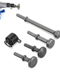 Five Piece Air Hammer Bits Set With Spring 0.401 Inch Pneumatic Chisel Bits Extended Length Smoothing Kit, front view